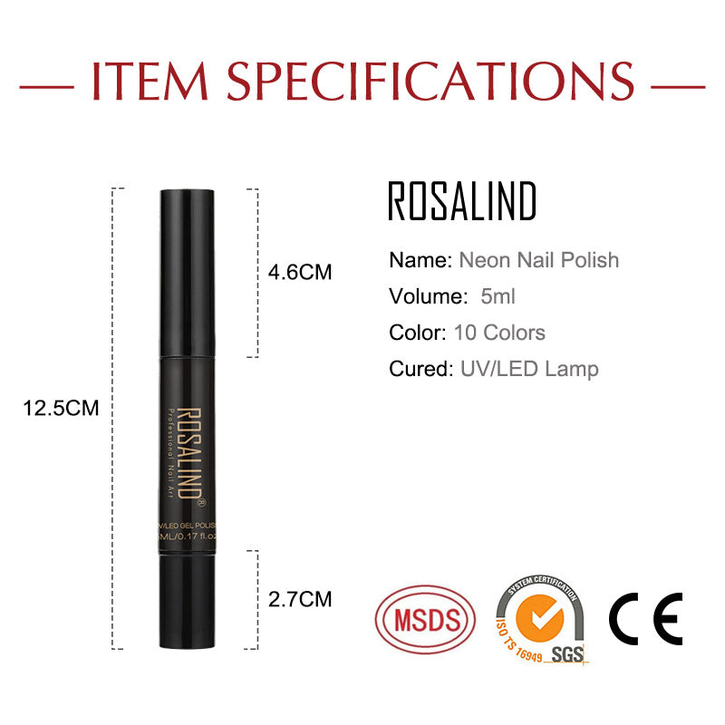 Pure Color Gel Nail Polish Pen - ROSALIND UV Neon Hybrid