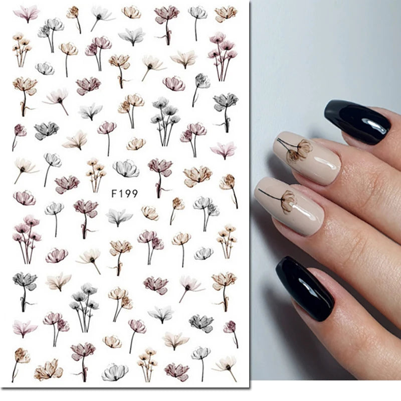3D Nail Art Decals: Vintage Roses & Butterflies Stickers
