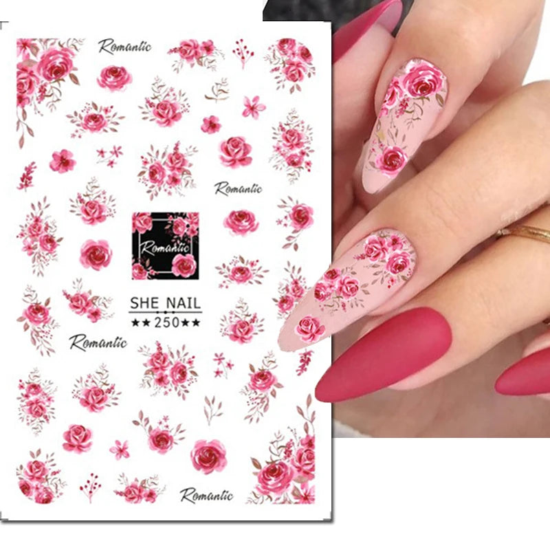 3D Nail Art Decals: Vintage Roses & Butterflies Stickers