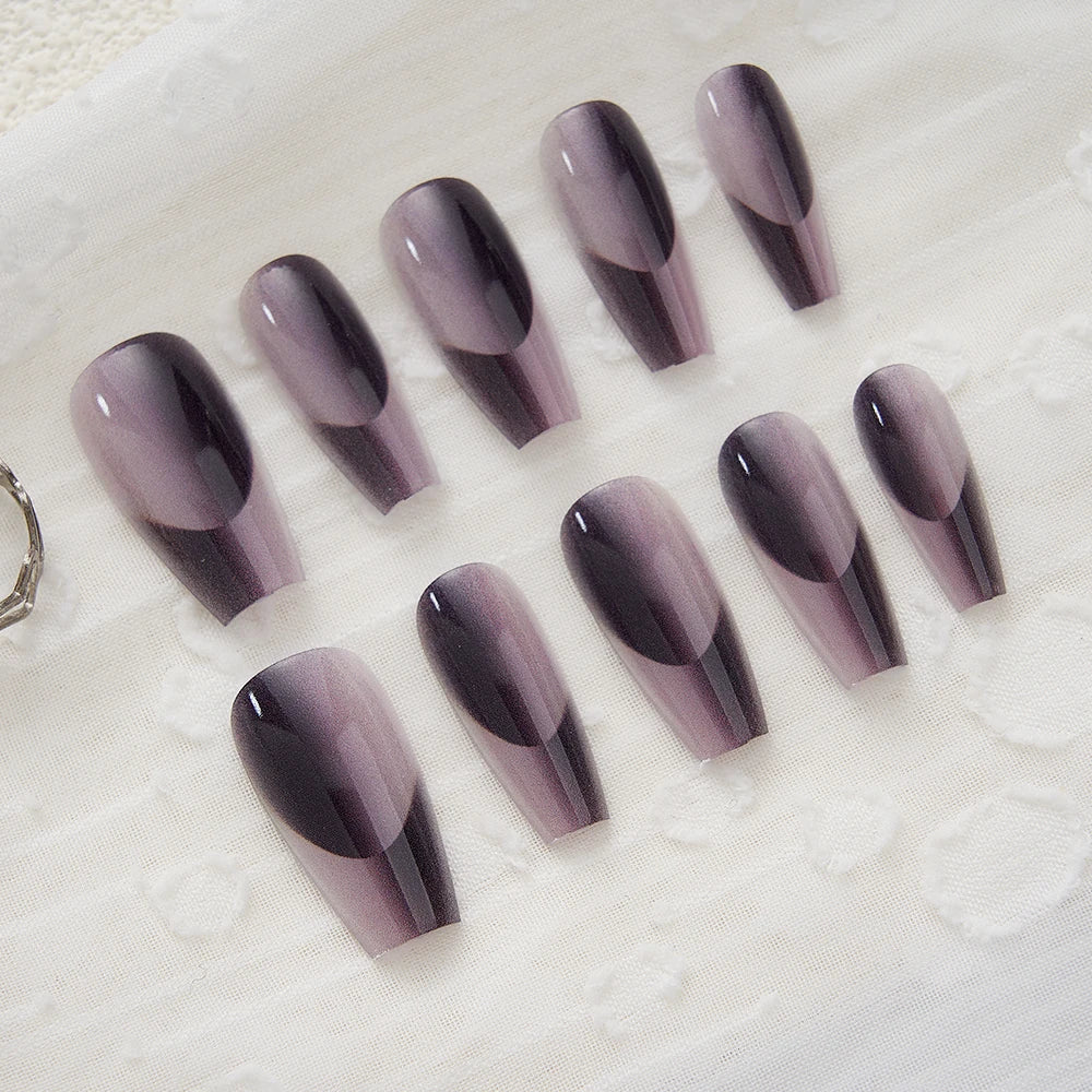 Chinese Poetry Design False Nails - 10Pcs Bamboo Acrylic Set