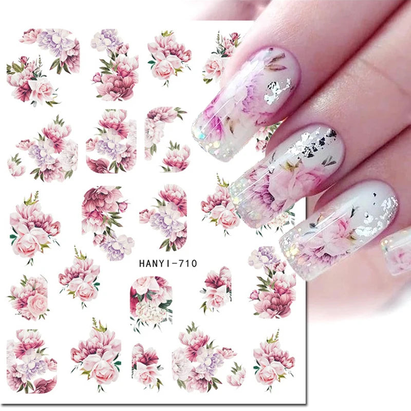 3D Nail Art Decals: Vintage Roses & Butterflies Stickers