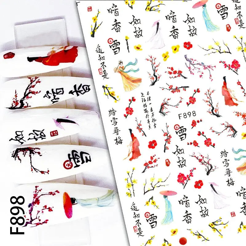 3D Nail Art Decals: Vintage Roses & Butterflies Stickers