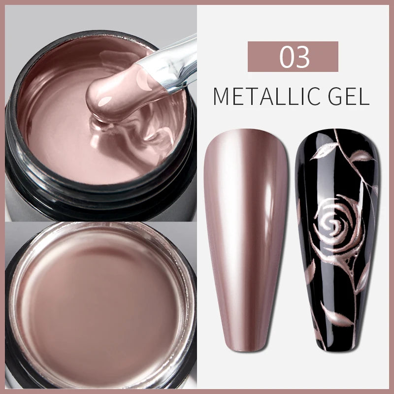 Gel Nail Polish Metallic Liner Gel: Gold & Silver Chrome Nail Polish