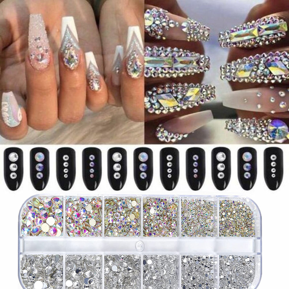 Nail Gems Kit 2400pcs: Sparkling Rhinestones with Organizer
