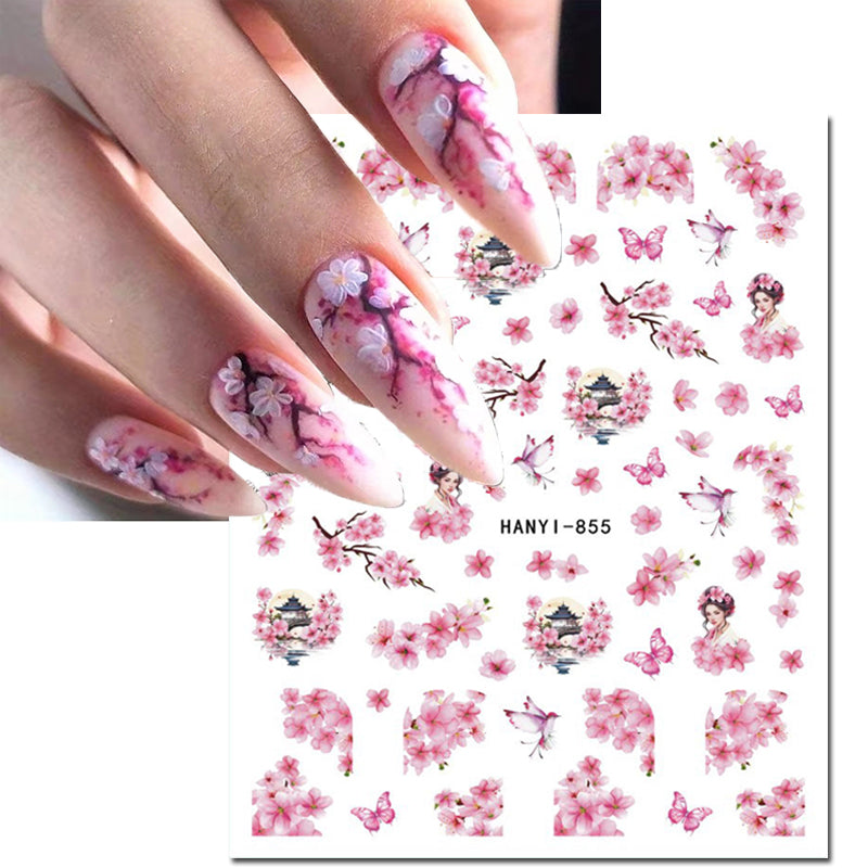 3D Nail Art Decals: Vintage Roses & Butterflies Stickers