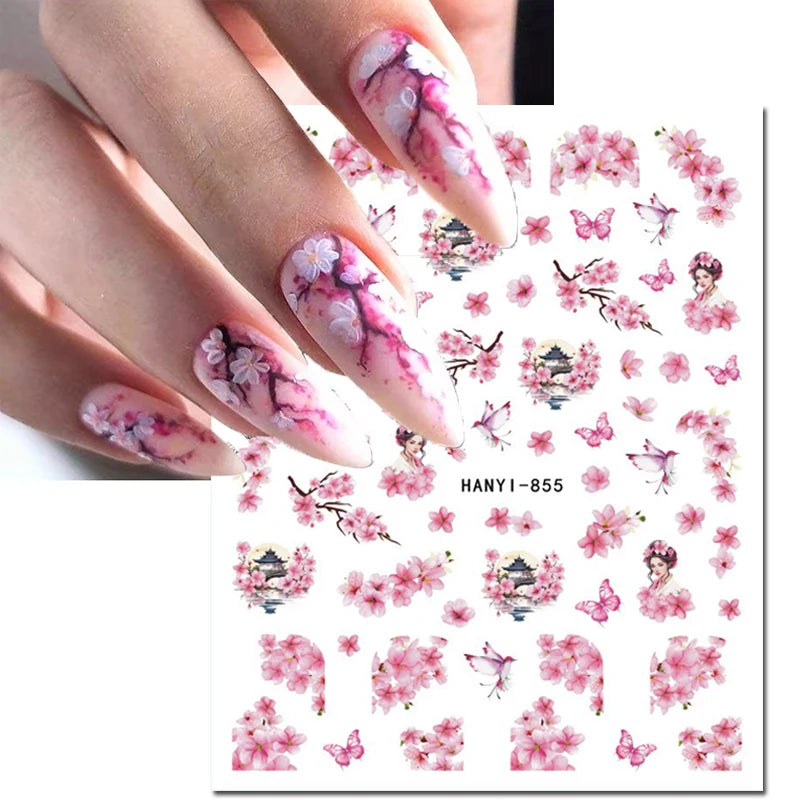 3D Nail Art Decals: Vintage Roses & Butterflies Stickers
