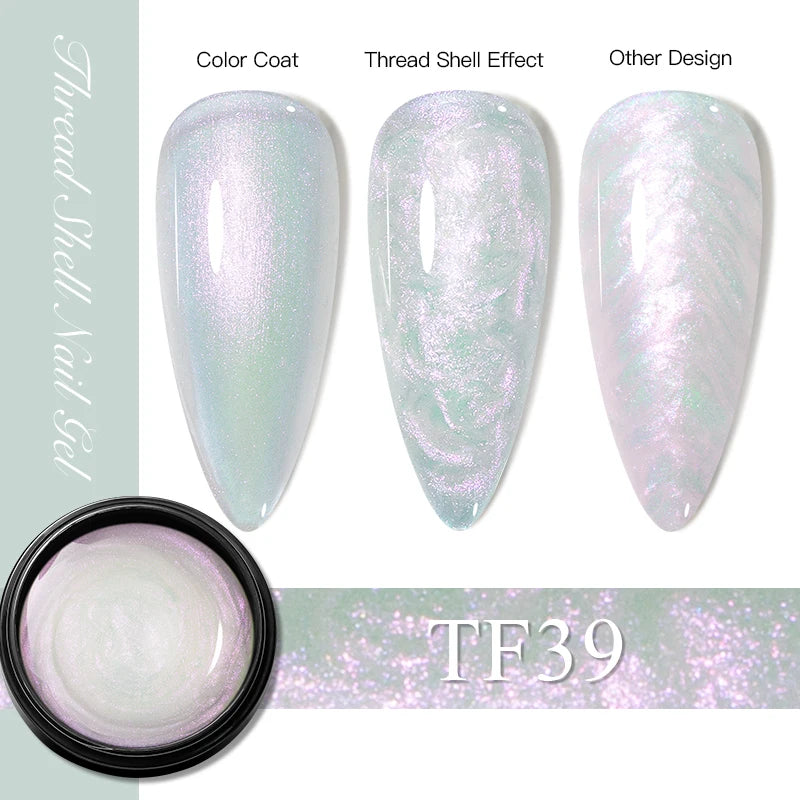 3D Thread Shell Gel Nail Polish - White, Pink, Purple Pearl
