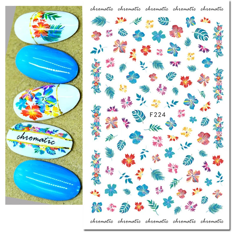 3D Nail Art Decals: Vintage Roses & Butterflies Stickers