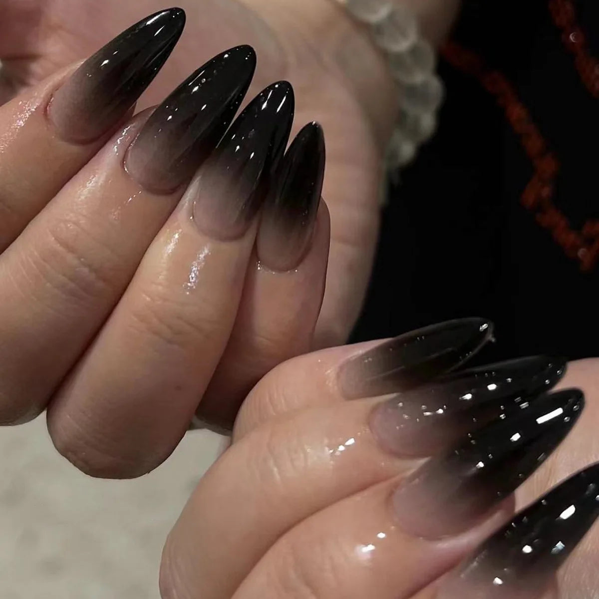 Long Stiletto Almond False Nails - 24Pcs with Glue