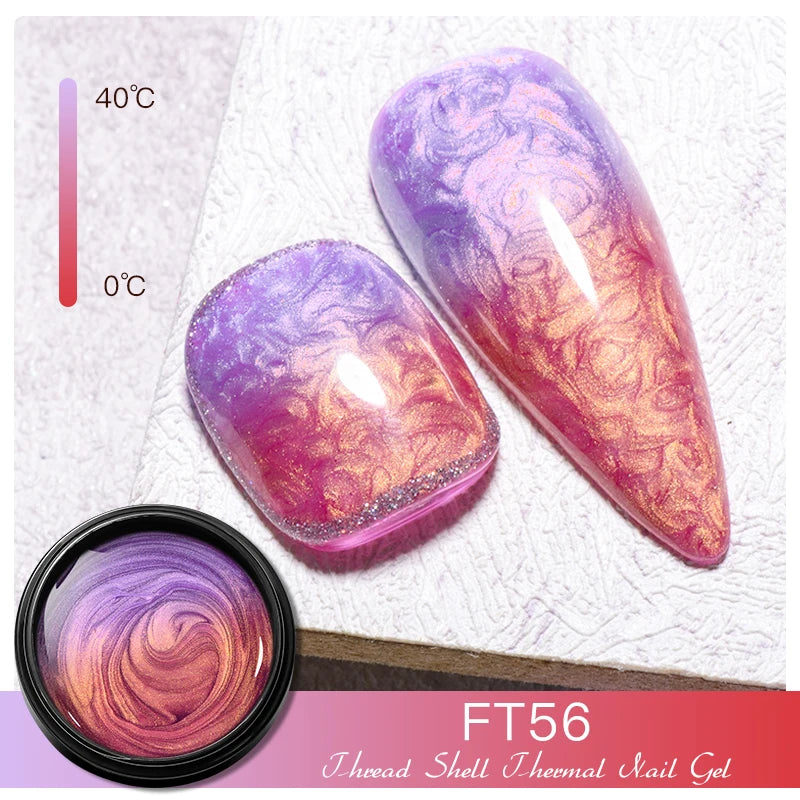 3D Thread Shell Gel Nail Polish - White, Pink, Purple Pearl