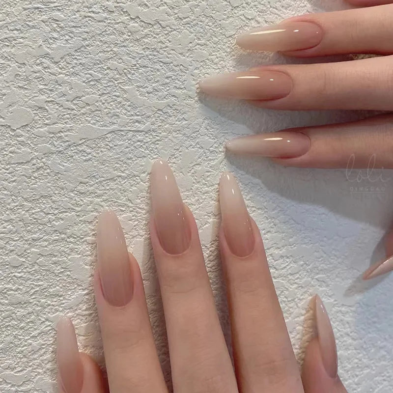 Long Stiletto Almond False Nails - 24Pcs with Glue