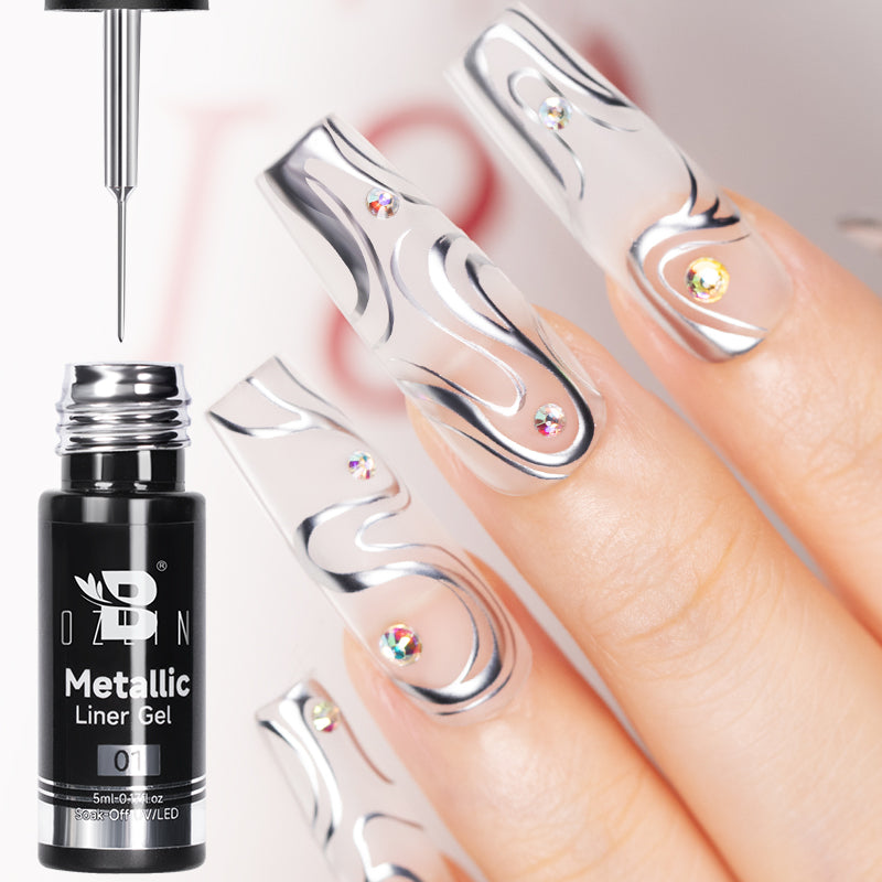 Gel Nail Polish Metallic Liner Gel: Gold & Silver Chrome Nail Polish