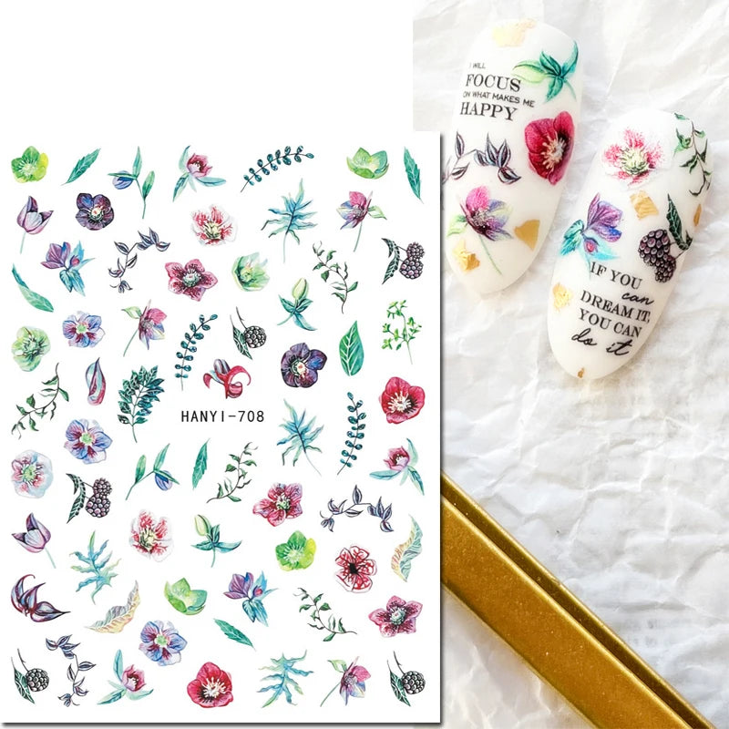 3D Nail Art Decals: Vintage Roses & Butterflies Stickers