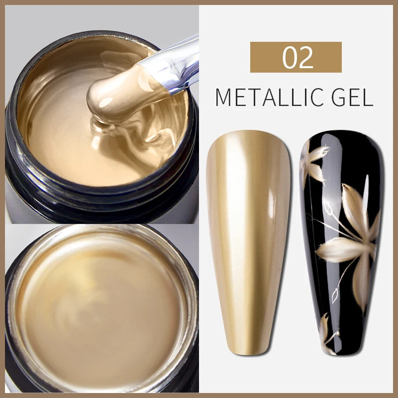 Gel Nail Polish Metallic Liner Gel: Gold & Silver Chrome Nail Polish