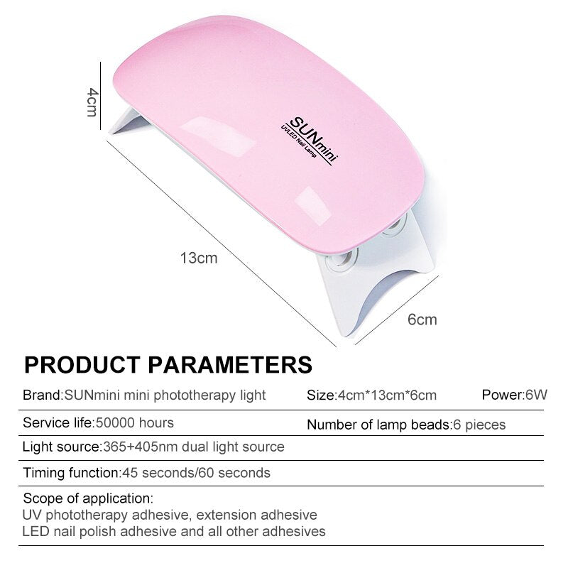 6W Mini Nail Dryer: Portable LED UV Lamp for Home Manicure