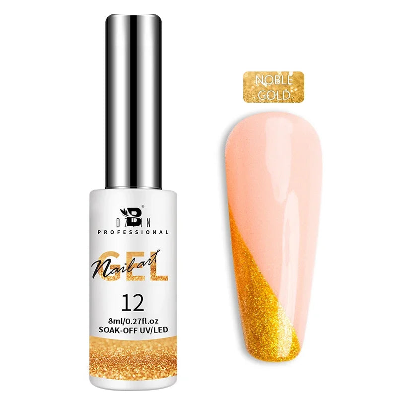 Gel Nail Polish Metallic Liner Gel: Gold & Silver Chrome Nail Polish