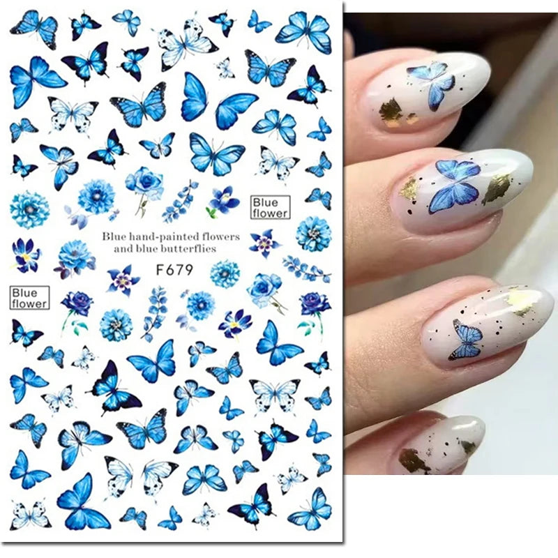 3D Nail Art Decals: Vintage Roses & Butterflies Stickers