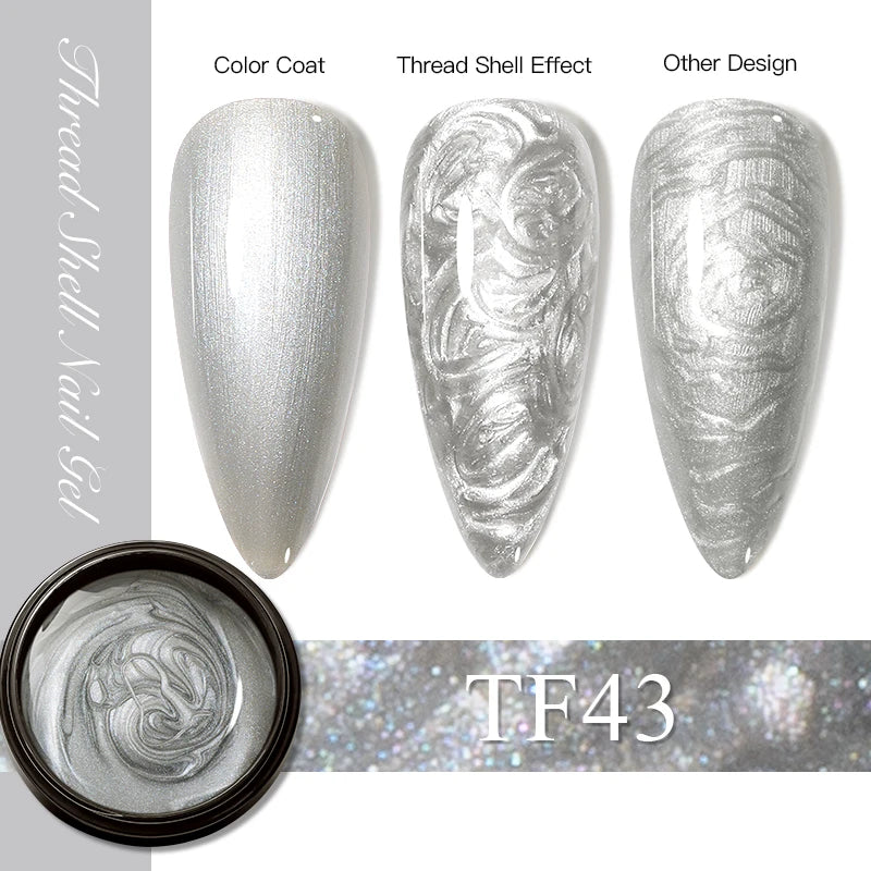 3D Thread Shell Gel Nail Polish - White, Pink, Purple Pearl