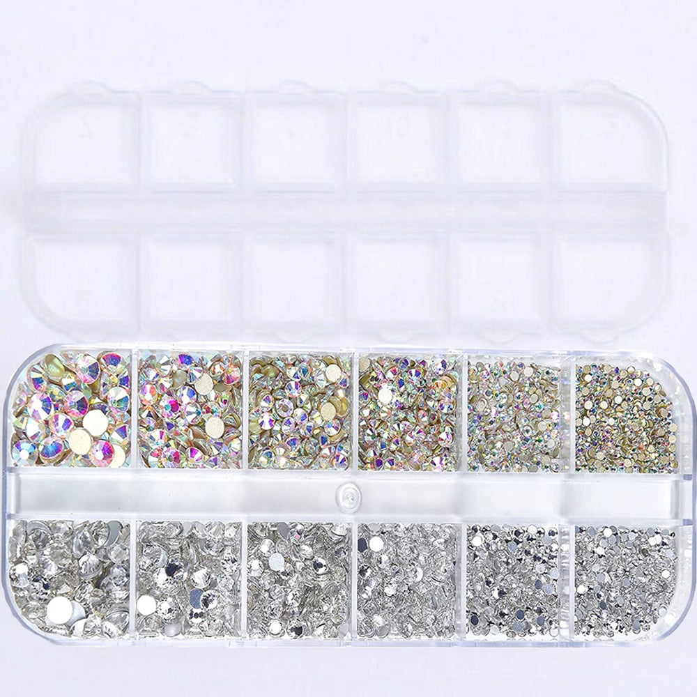 Nail Gems Kit 2400pcs: Sparkling Rhinestones with Organizer