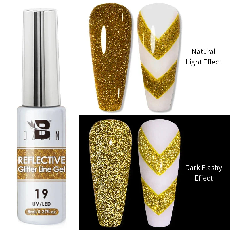 Gel Nail Polish Metallic Liner Gel: Gold & Silver Chrome Nail Polish