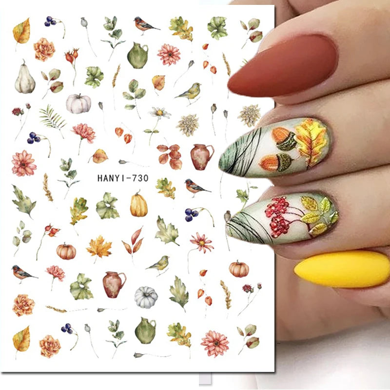 3D Nail Art Decals: Vintage Roses & Butterflies Stickers
