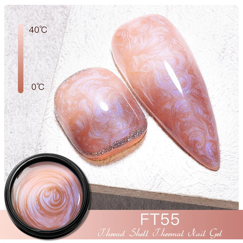 3D Thread Shell Gel Nail Polish - White, Pink, Purple Pearl