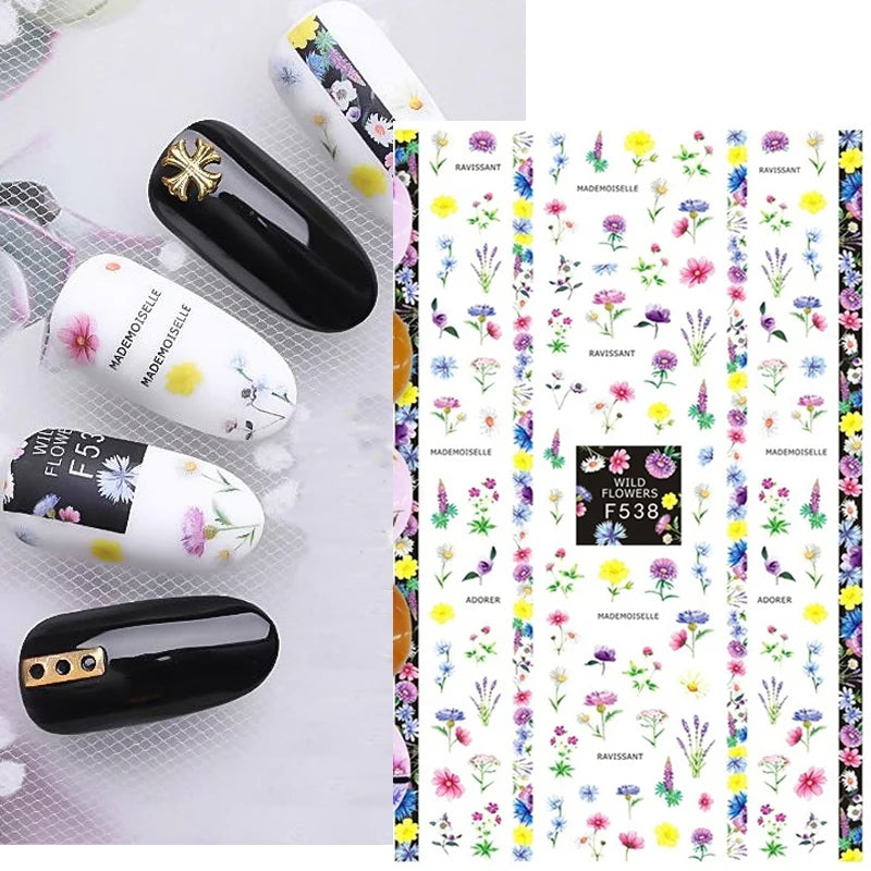 3D Nail Art Decals: Vintage Roses & Butterflies Stickers