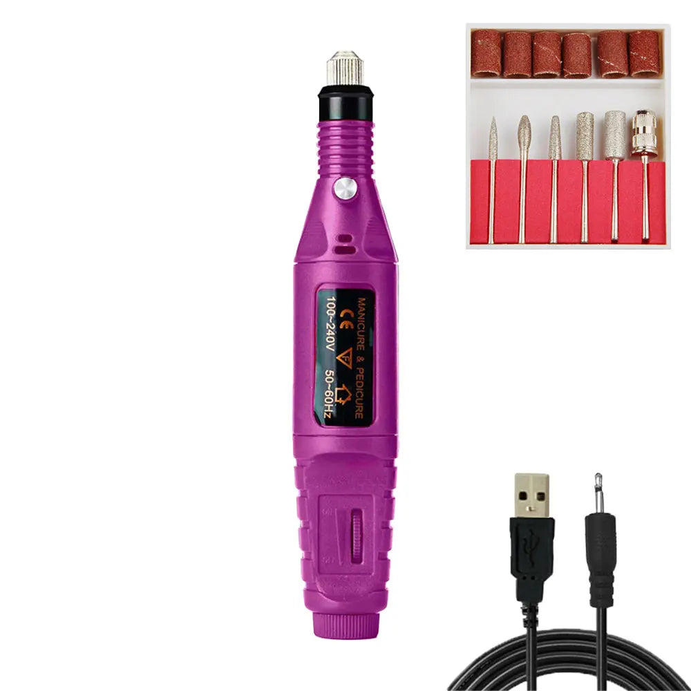 USB Nail Drill Machine: Pro Electric Files & Bits