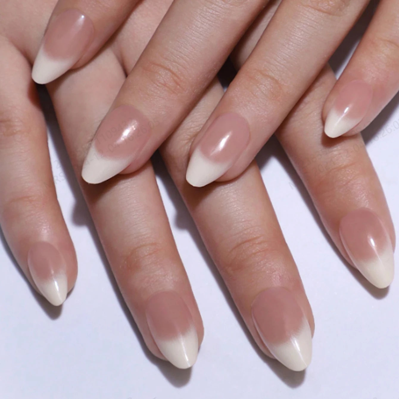 Press On Nails 24PCS Short Square Pink French Trim Set