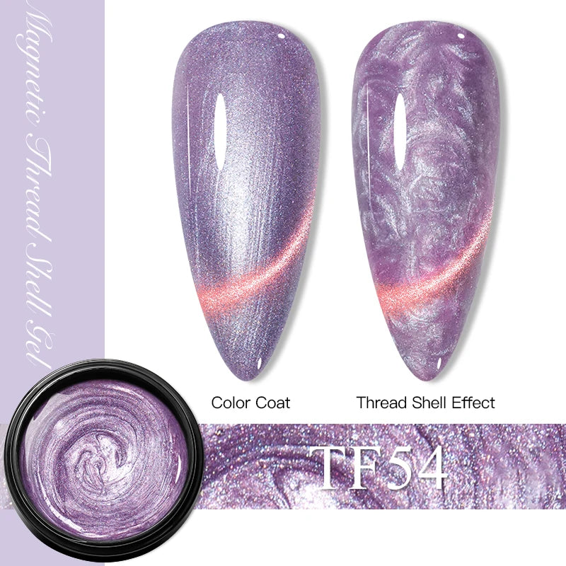 3D Thread Shell Gel Nail Polish - White, Pink, Purple Pearl