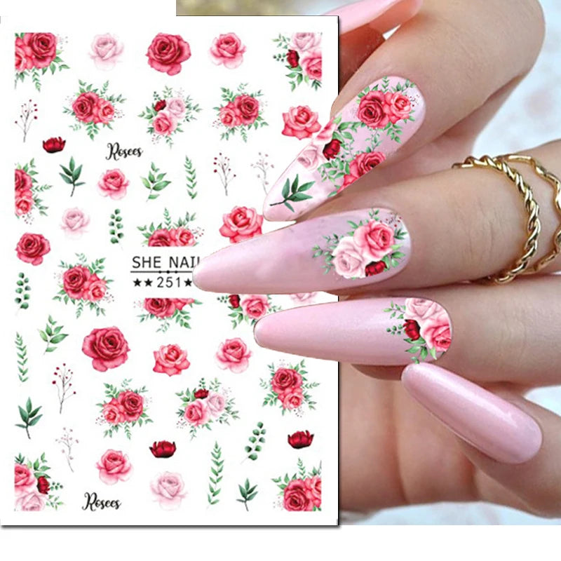 3D Nail Art Decals: Vintage Roses & Butterflies Stickers