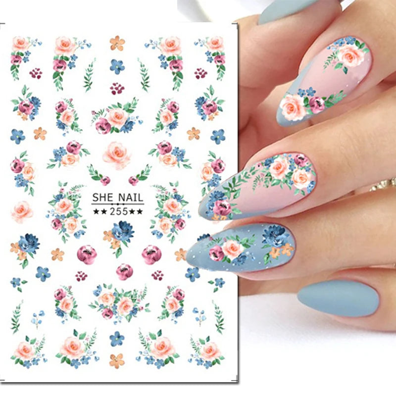 3D Nail Art Decals: Vintage Roses & Butterflies Stickers