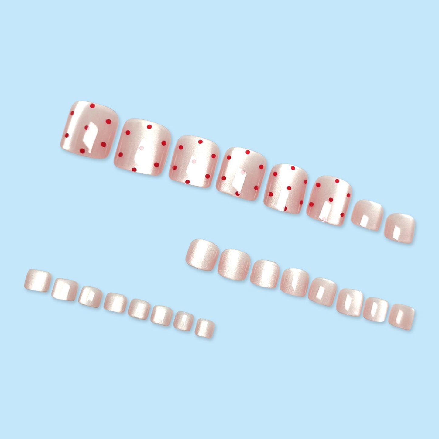 Light Pink Cat's Eye Press On Toenails - 24pcs Korean Style