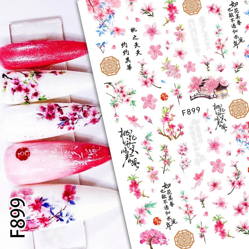 3D Nail Art Decals: Vintage Roses & Butterflies Stickers