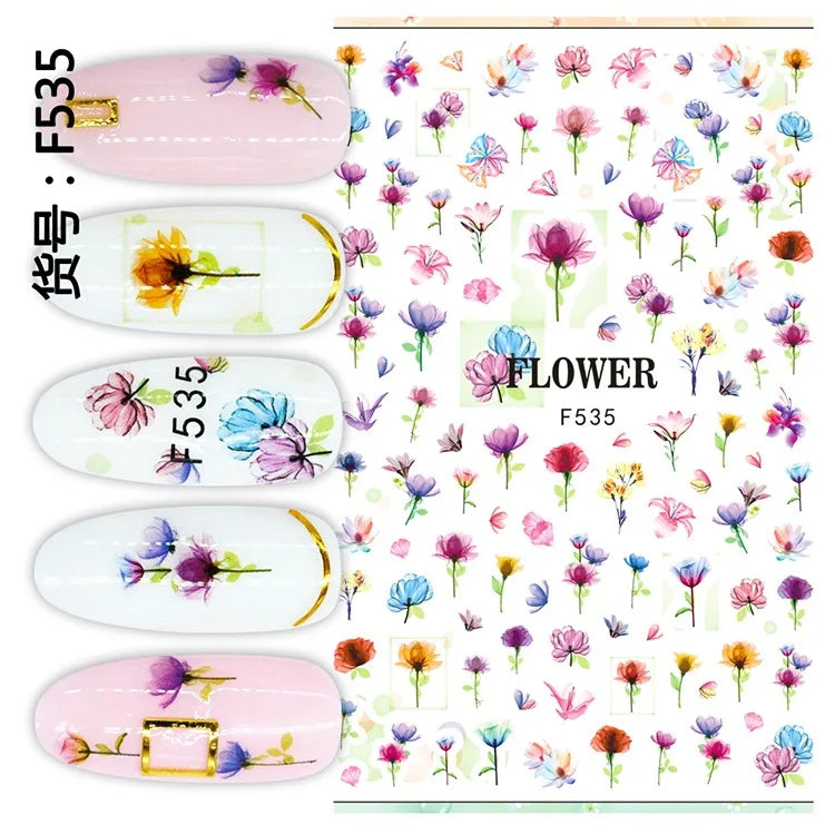 3D Nail Art Decals: Vintage Roses & Butterflies Stickers