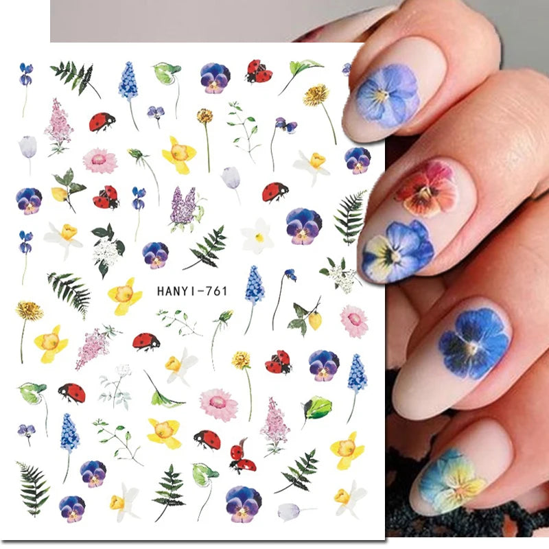 3D Nail Art Decals: Vintage Roses & Butterflies Stickers