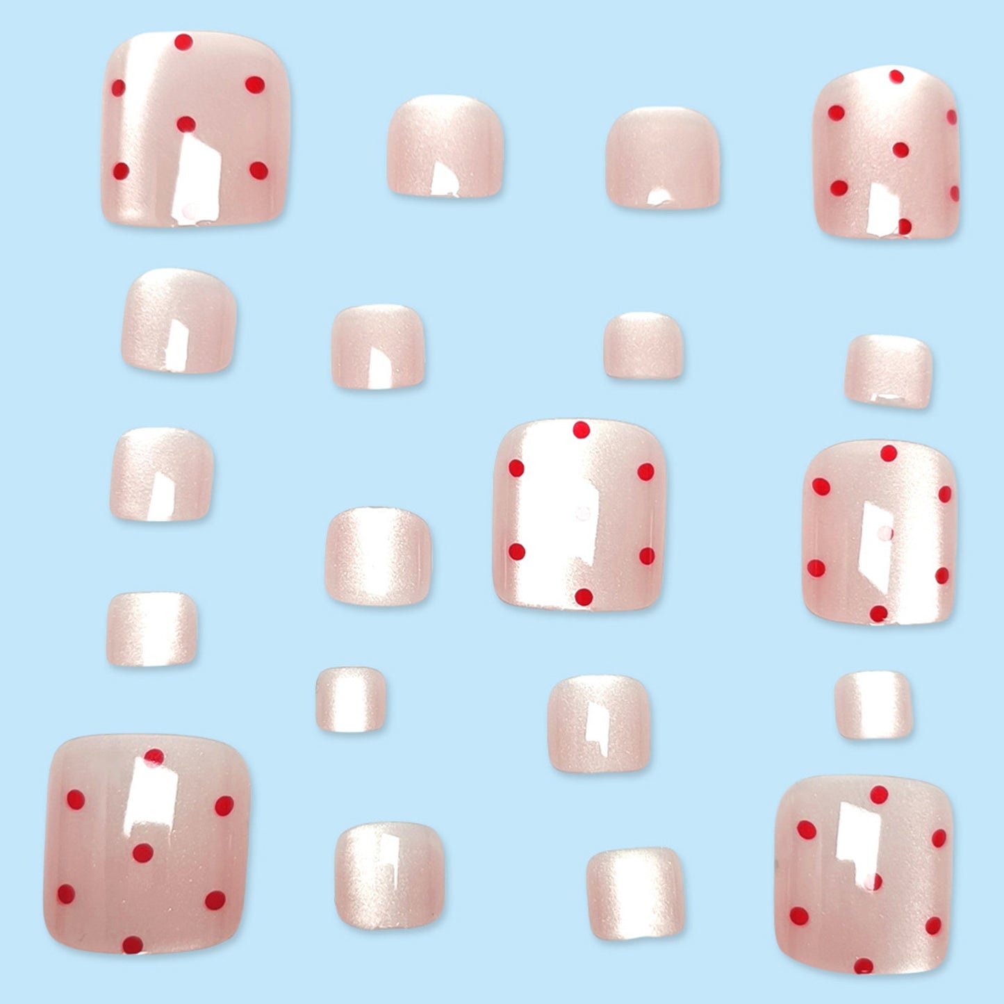 Light Pink Cat's Eye Press On Toenails - 24pcs Korean Style