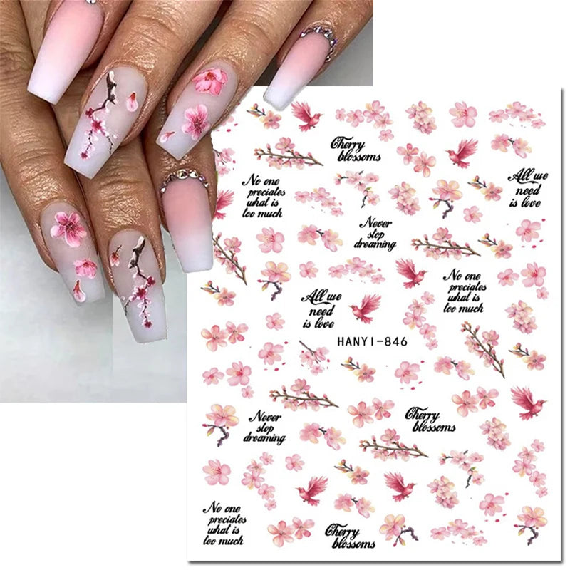 3D Nail Art Decals: Vintage Roses & Butterflies Stickers