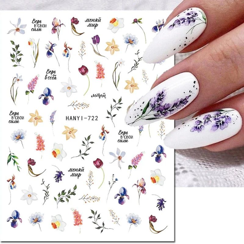3D Nail Art Decals: Vintage Roses & Butterflies Stickers