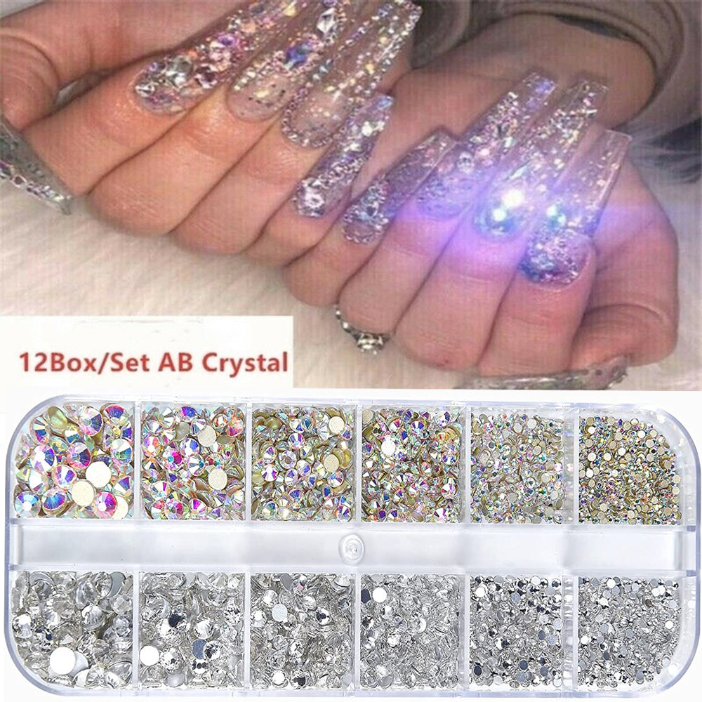 Nail Gems Kit 2400pcs: Sparkling Rhinestones with Organizer