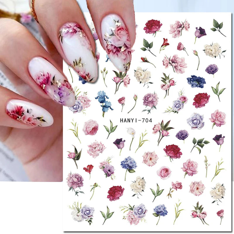 3D Nail Art Decals: Vintage Roses & Butterflies Stickers