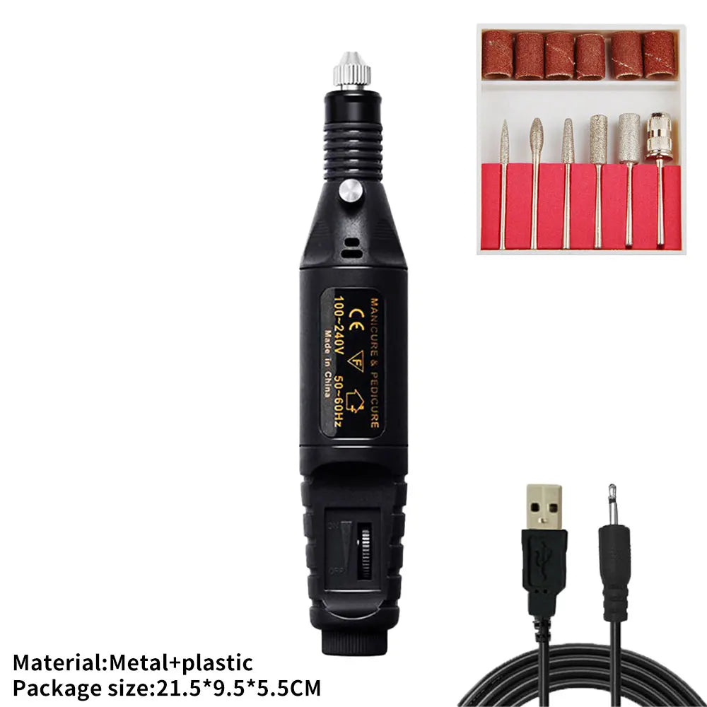 USB Nail Drill Machine: Pro Electric Files & Bits