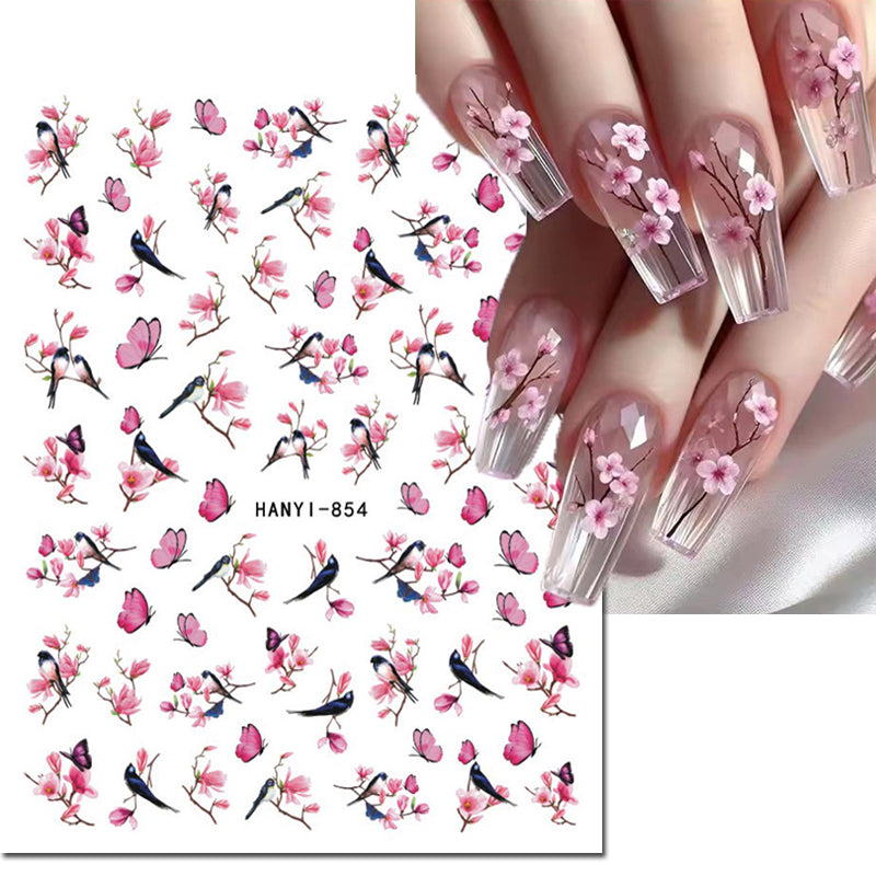 3D Nail Art Decals: Vintage Roses & Butterflies Stickers