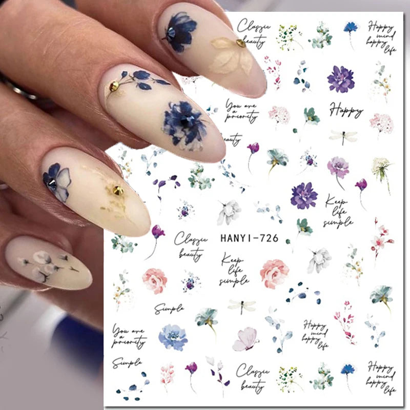 3D Nail Art Decals: Vintage Roses & Butterflies Stickers