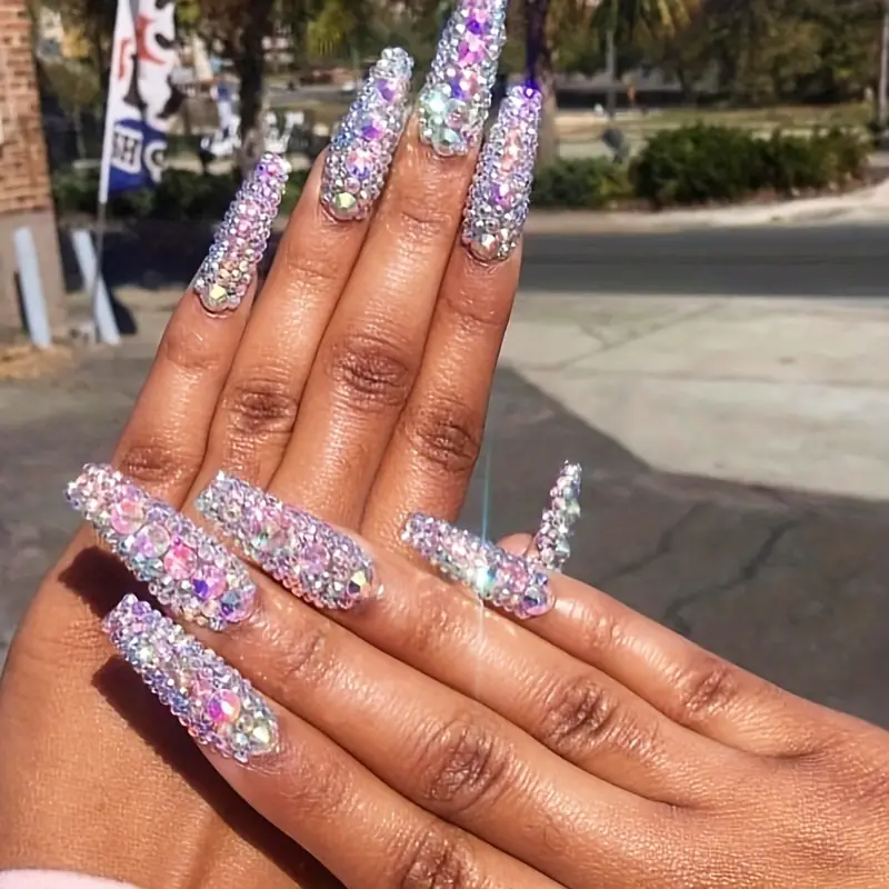 3D Nail Rhinestones Kit: AB & Clear Crystal Gems