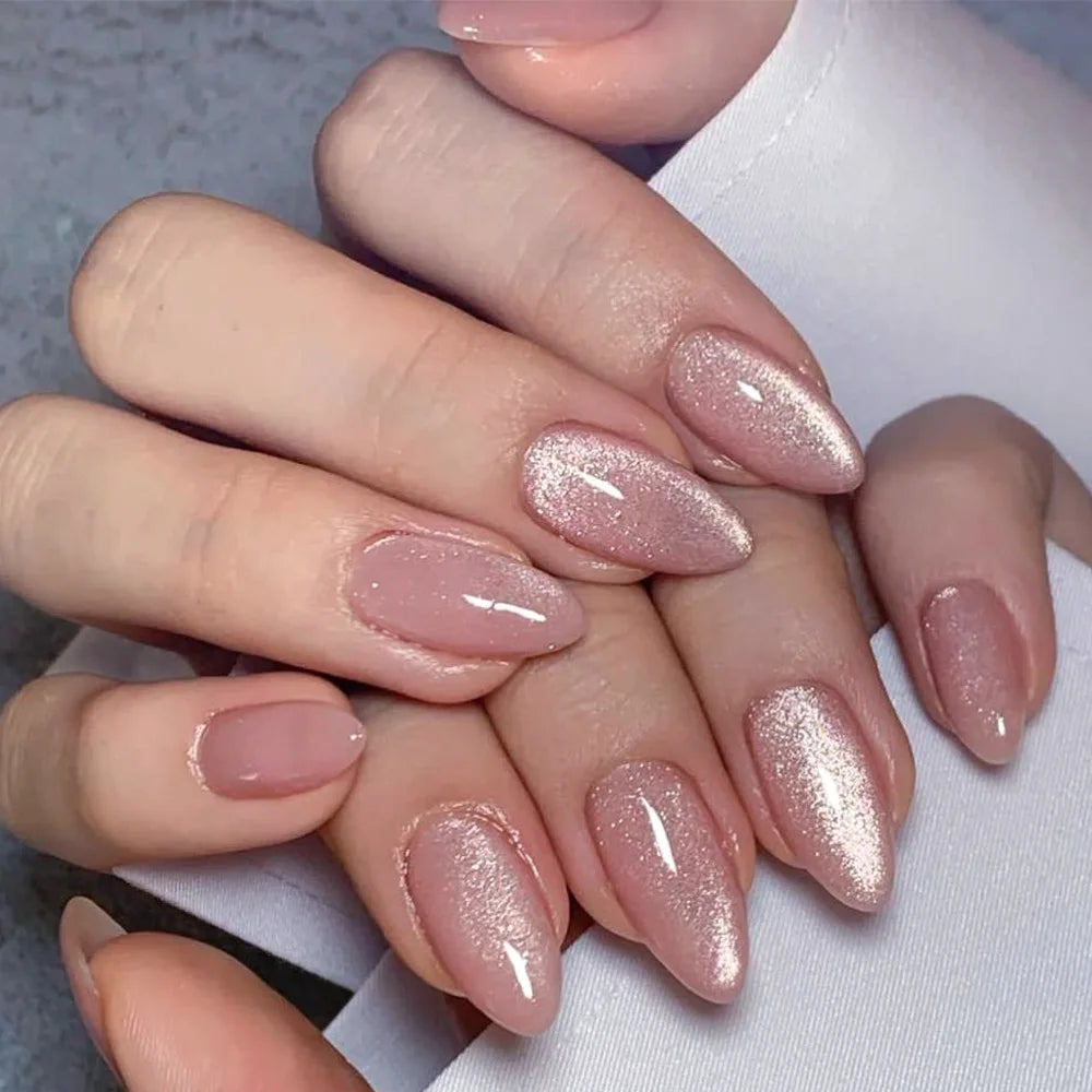 Long Stiletto Almond False Nails - 24Pcs with Glue