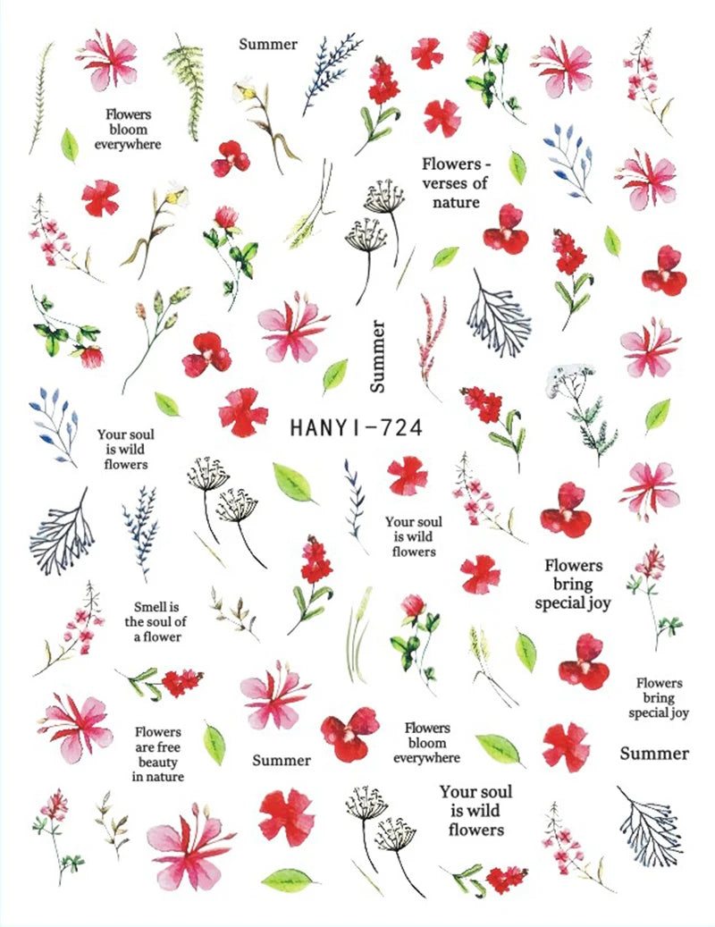 3D Nail Art Decals: Vintage Roses & Butterflies Stickers