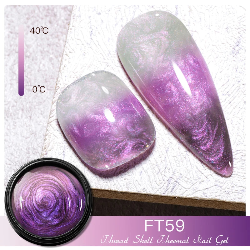 3D Thread Shell Gel Nail Polish - White, Pink, Purple Pearl