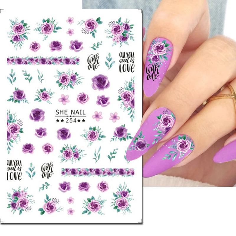 3D Nail Art Decals: Vintage Roses & Butterflies Stickers