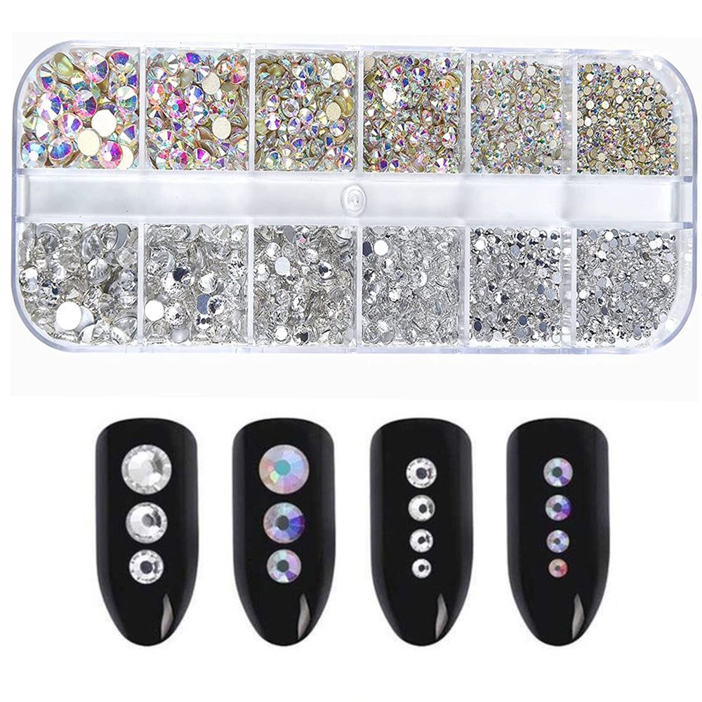 Nail Gems Kit 2400pcs: Sparkling Rhinestones with Organizer